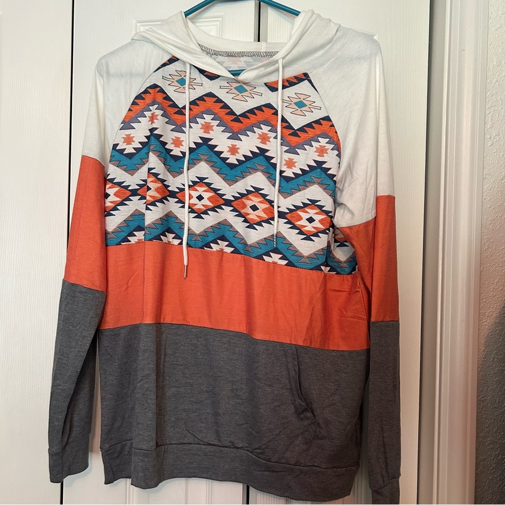 Multicolor Aztec Pattern Hoodie